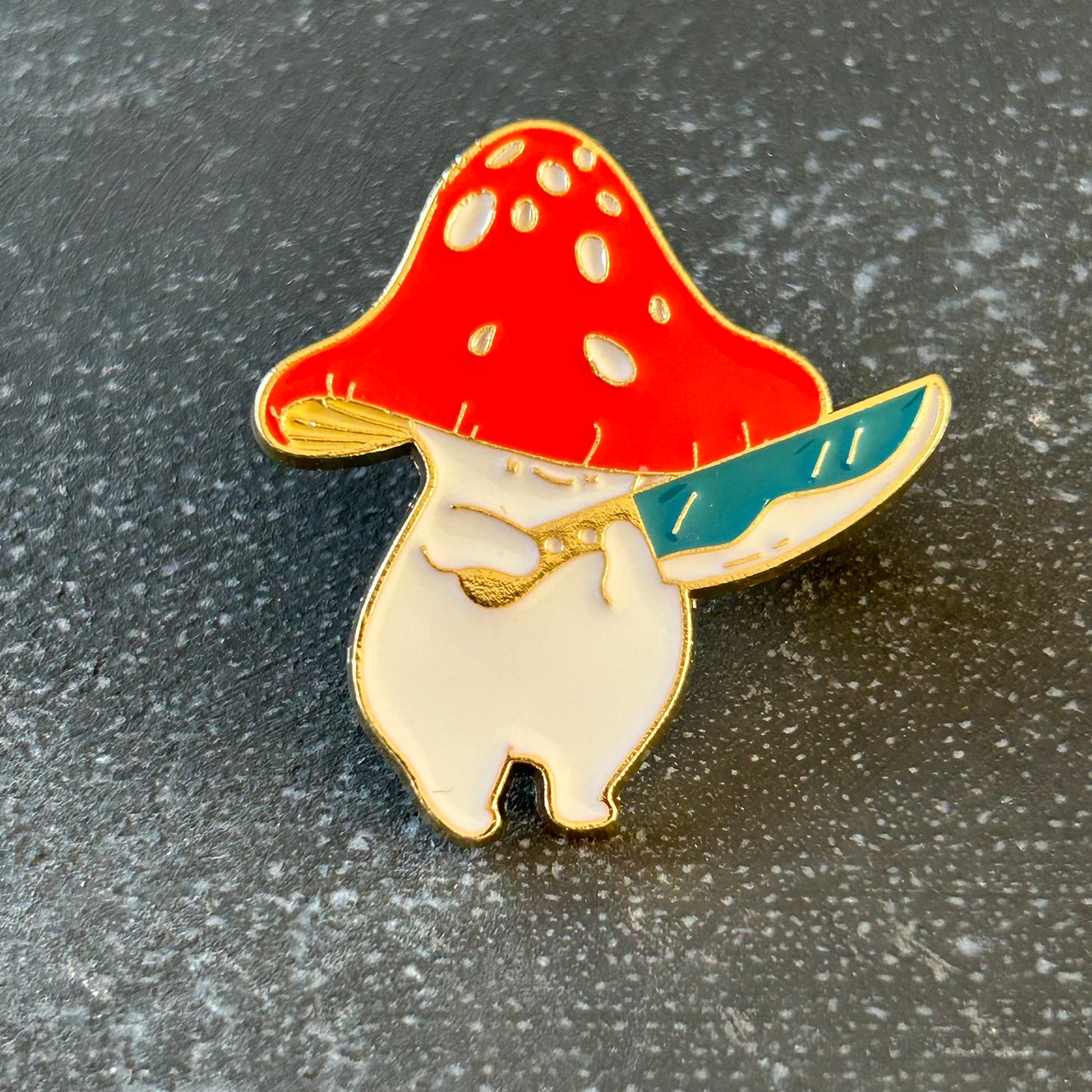 Gold Enamel Mushroom Pins