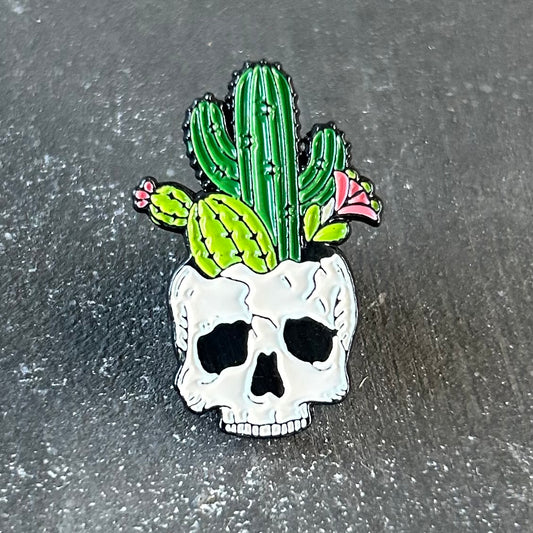 Skull & Cacti Enamel Planti Pin