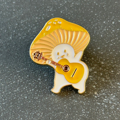 Gold Enamel Mushroom Pins