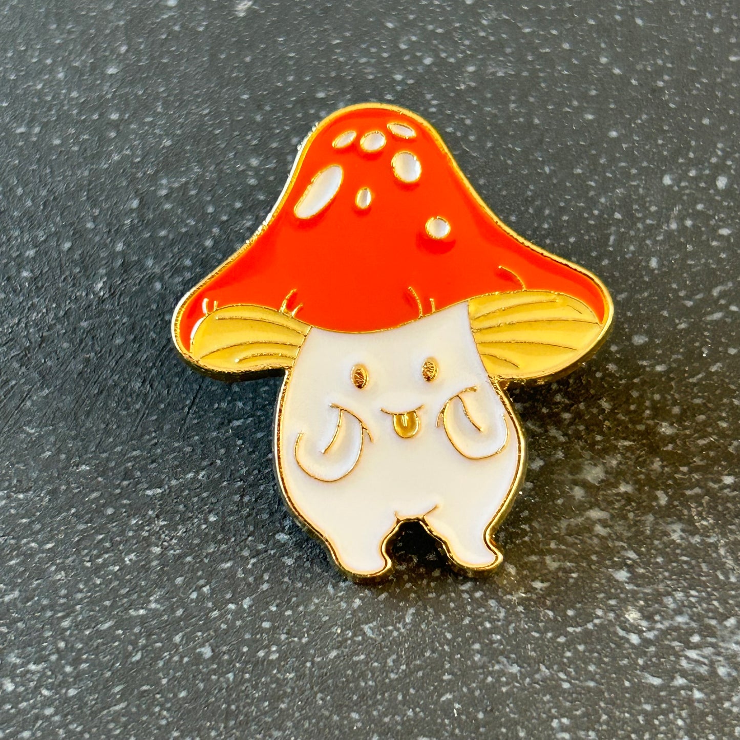 Gold Enamel Mushroom Pins