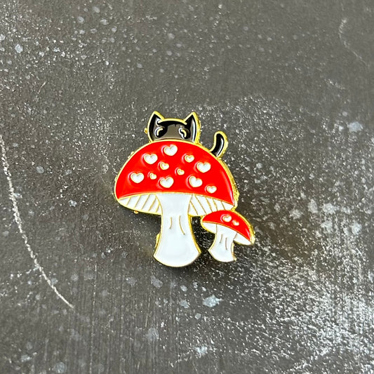 Mushroom Cat Pins