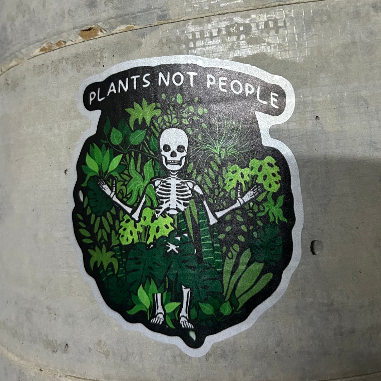 Plants Not People Skeleton Enamel Sticker 11x12.5cm