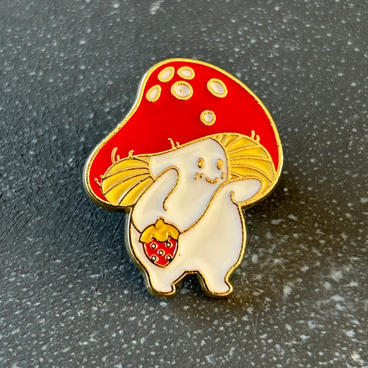 Gold Enamel Mushroom Pins