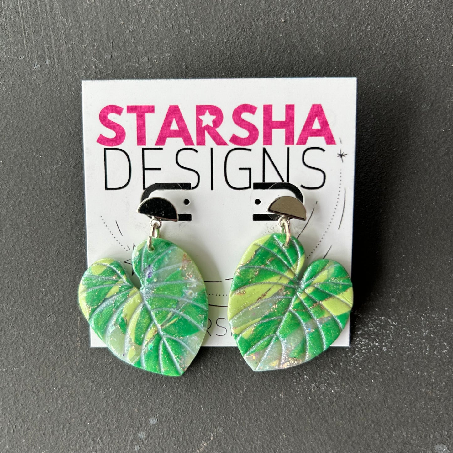 Variegated Philodendron Earrings