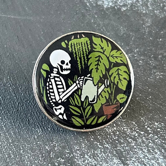 Skeleton with Plants Enamel Pin