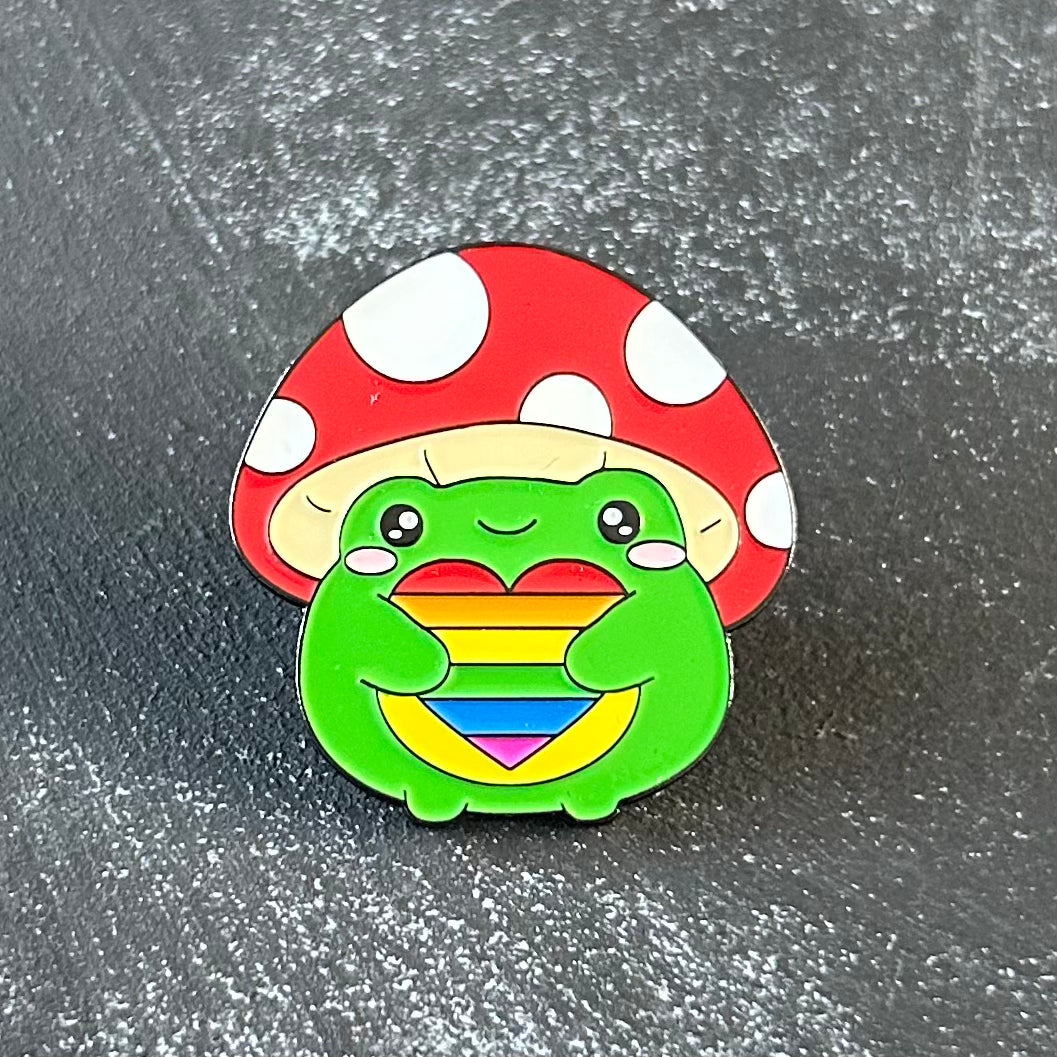 Pride Mushroom Frog Enamel Pin